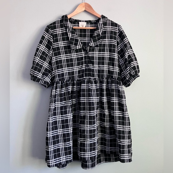 Harper Dresses & Skirts - HARPER HERITAGE Black and White Plaid Babydoll Light Weight Dress Size L